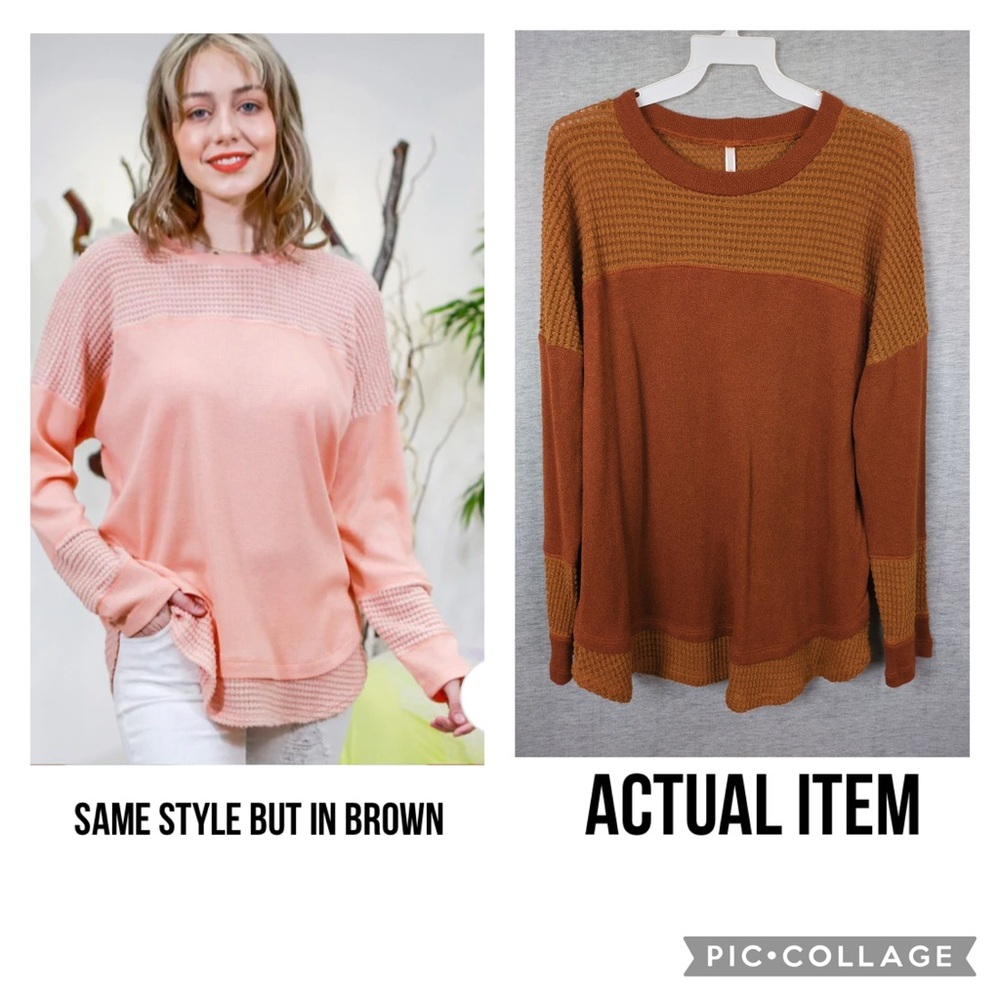 NWOT My Story Round Neck Top- Brown